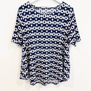 Chico’s The Ultimate Tee Tonga Geometric Short Sleeve Blouse Top Casual Large 12